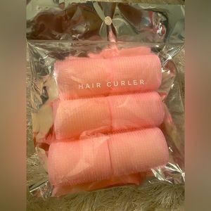 NEW PACK OF 6 PINK VELCRO HAIR CURLERS